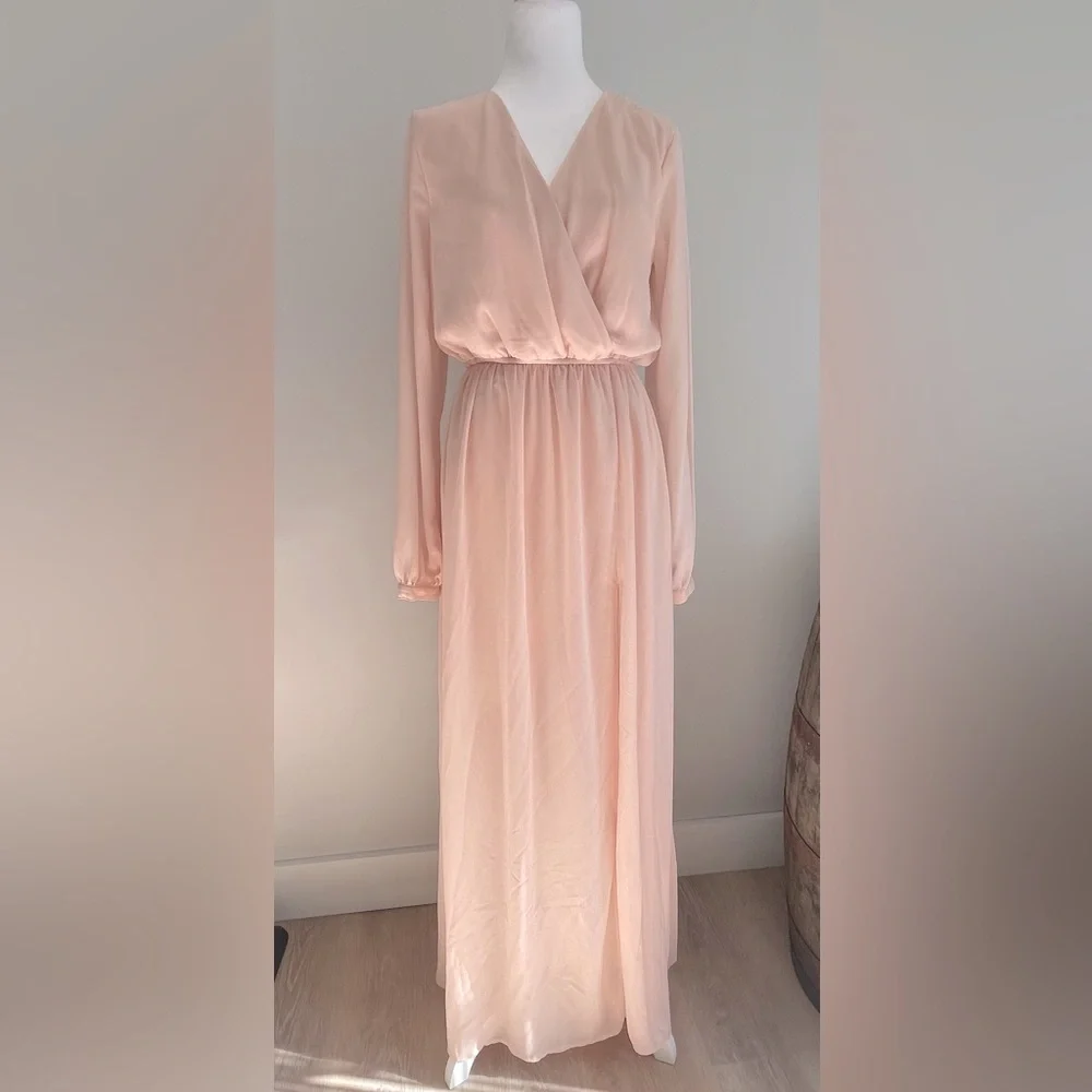 blush pink maxi dress for wedding Blush Pink Dress - Maxi Dress - Sleeveless Dress - V-Neck Dress